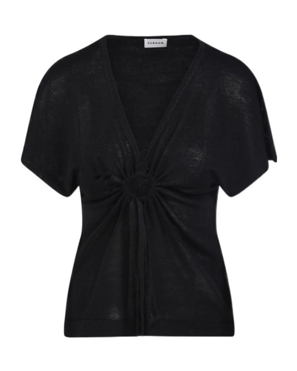 P.A.R.O.S.H. Black Babygirl Ruched Drawstring Top