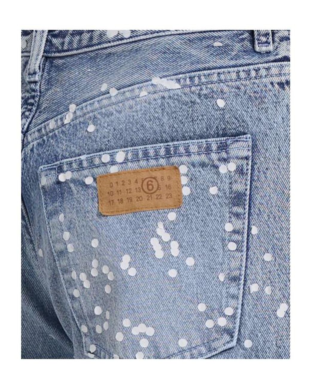 MM6 by Maison Margiela Blue Embellished Denim Folded Straight Jeans