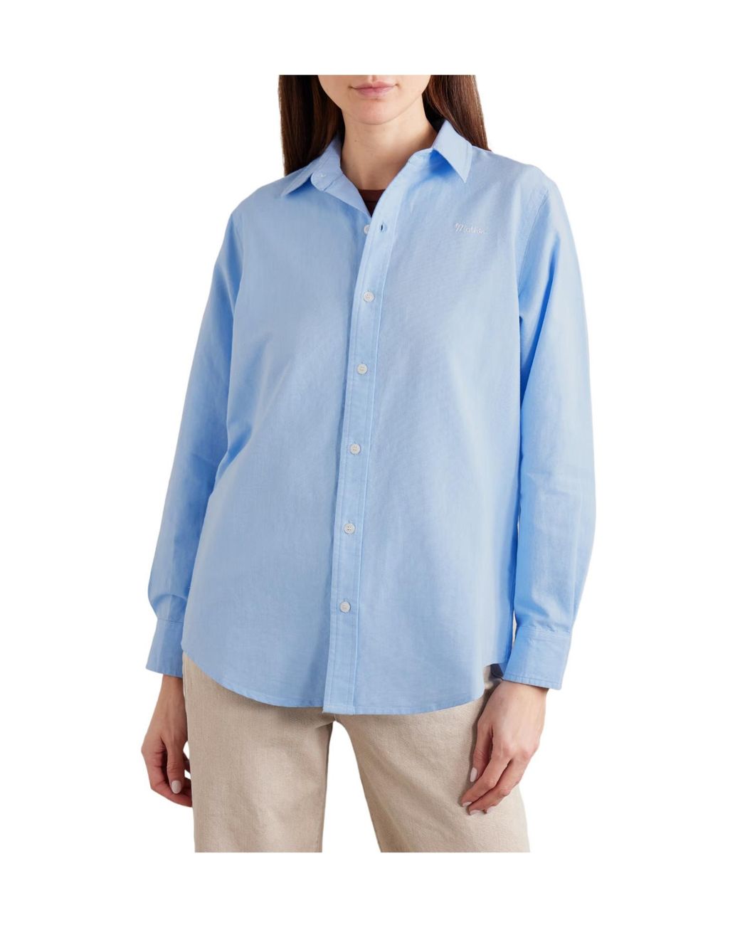 Mother Blue Embroidered Cotton Shirt