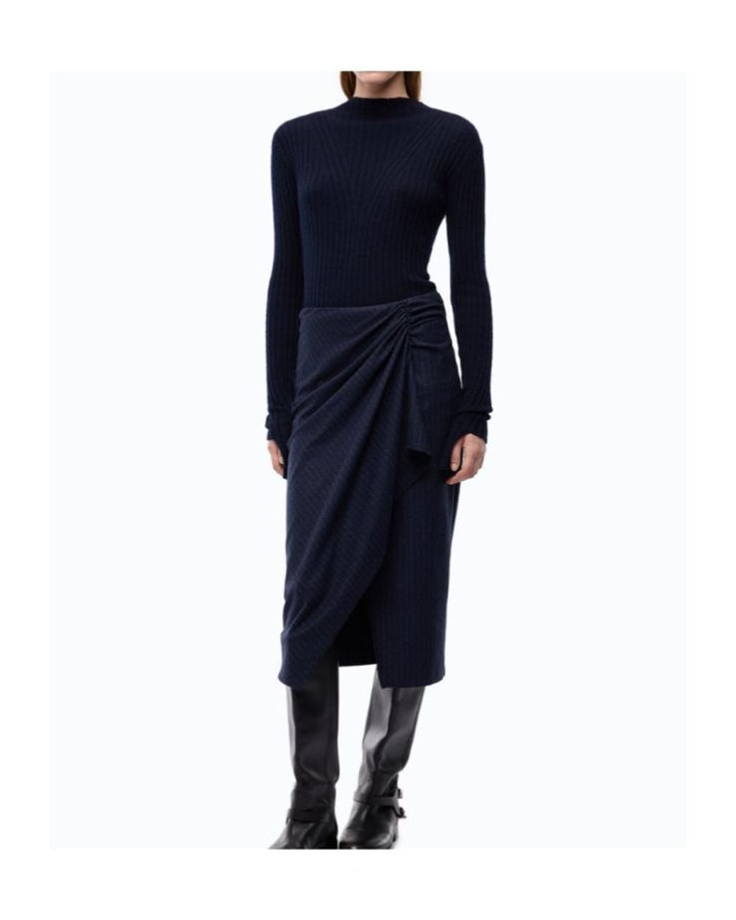 Pinko Blue Dianella Trompe L'Oeil Midi Dress