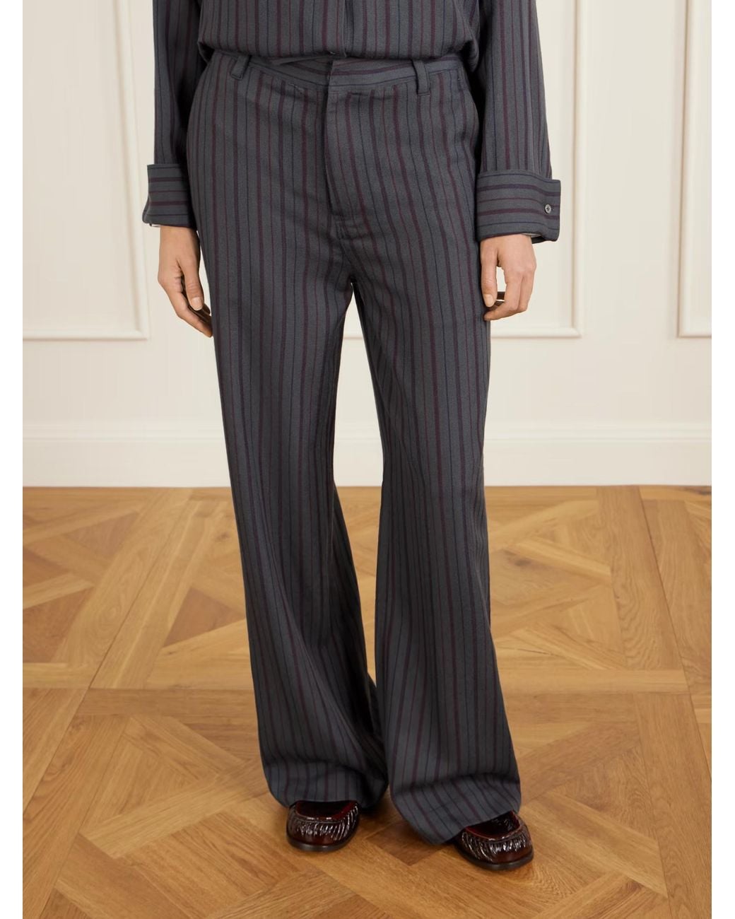 The Elder Statesman Gray Striped Wool And Cashmere-Blend Twill Pants