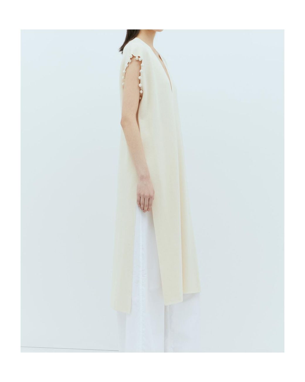 Max Mara Natural V-Neck Sleeveless Knitted Dress