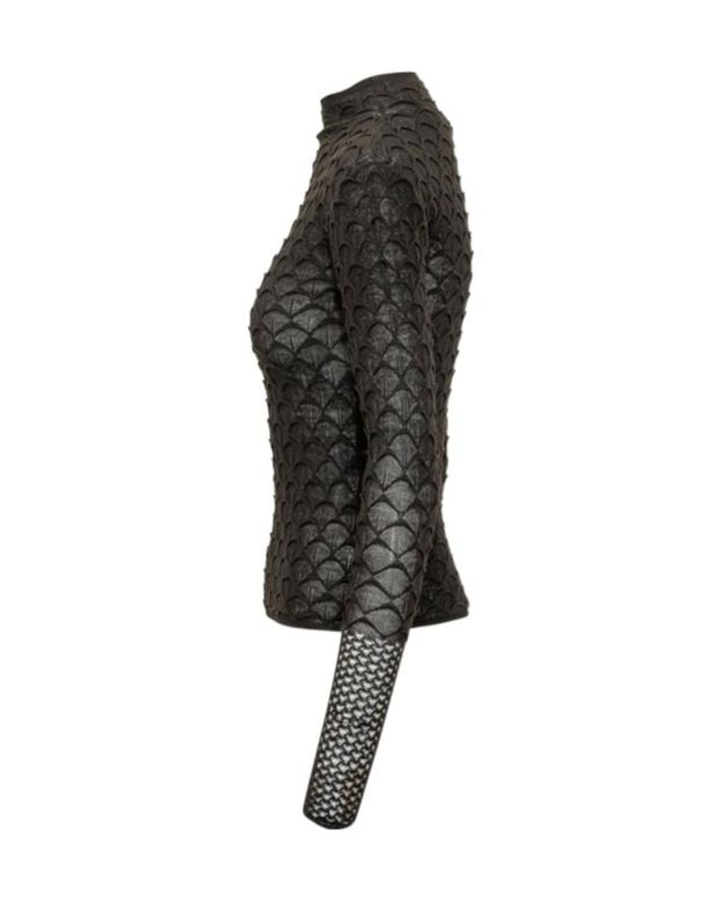Lanvin Black Textured High-Neck Knitted Top