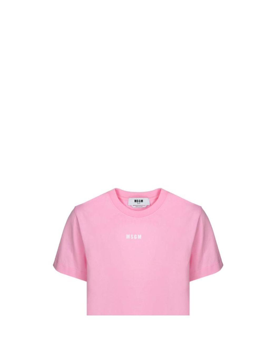 MSGM Pink Logo Printed Crewneck T-Shirt