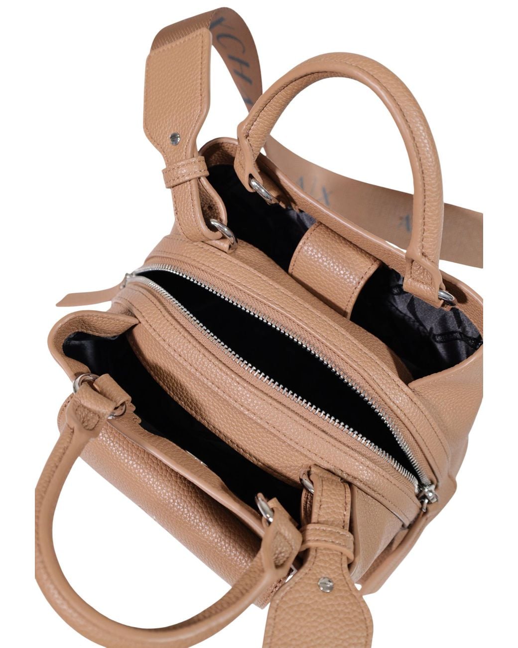 ARMANI EXCHANGE Brown Logo-Plaque Grained-Texture Tote Bag