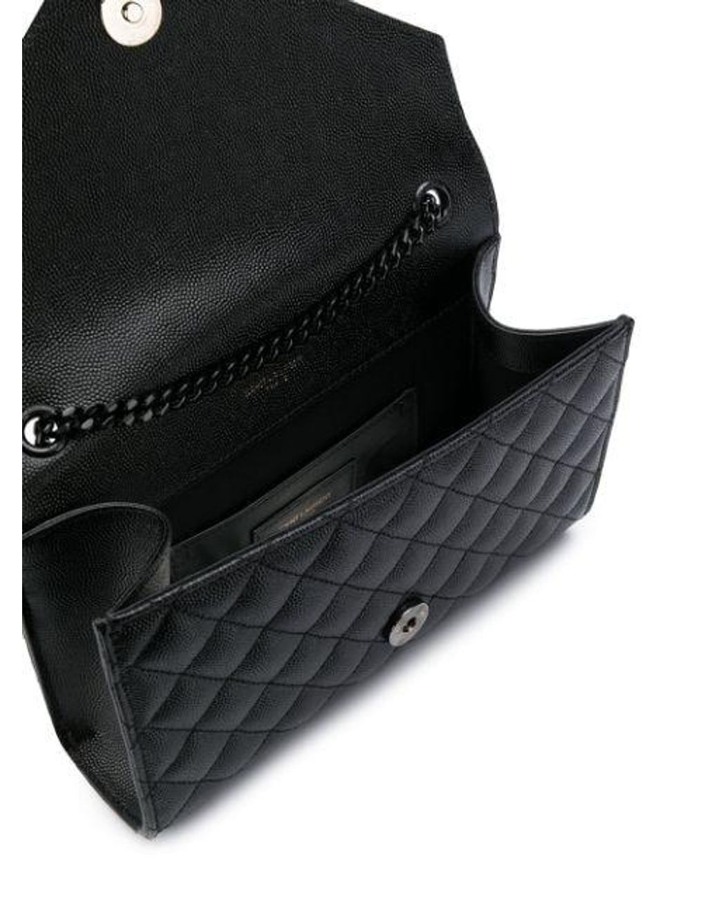 Saint Laurent Black Small Monogram Matelassé Envelope Crossbody Bag