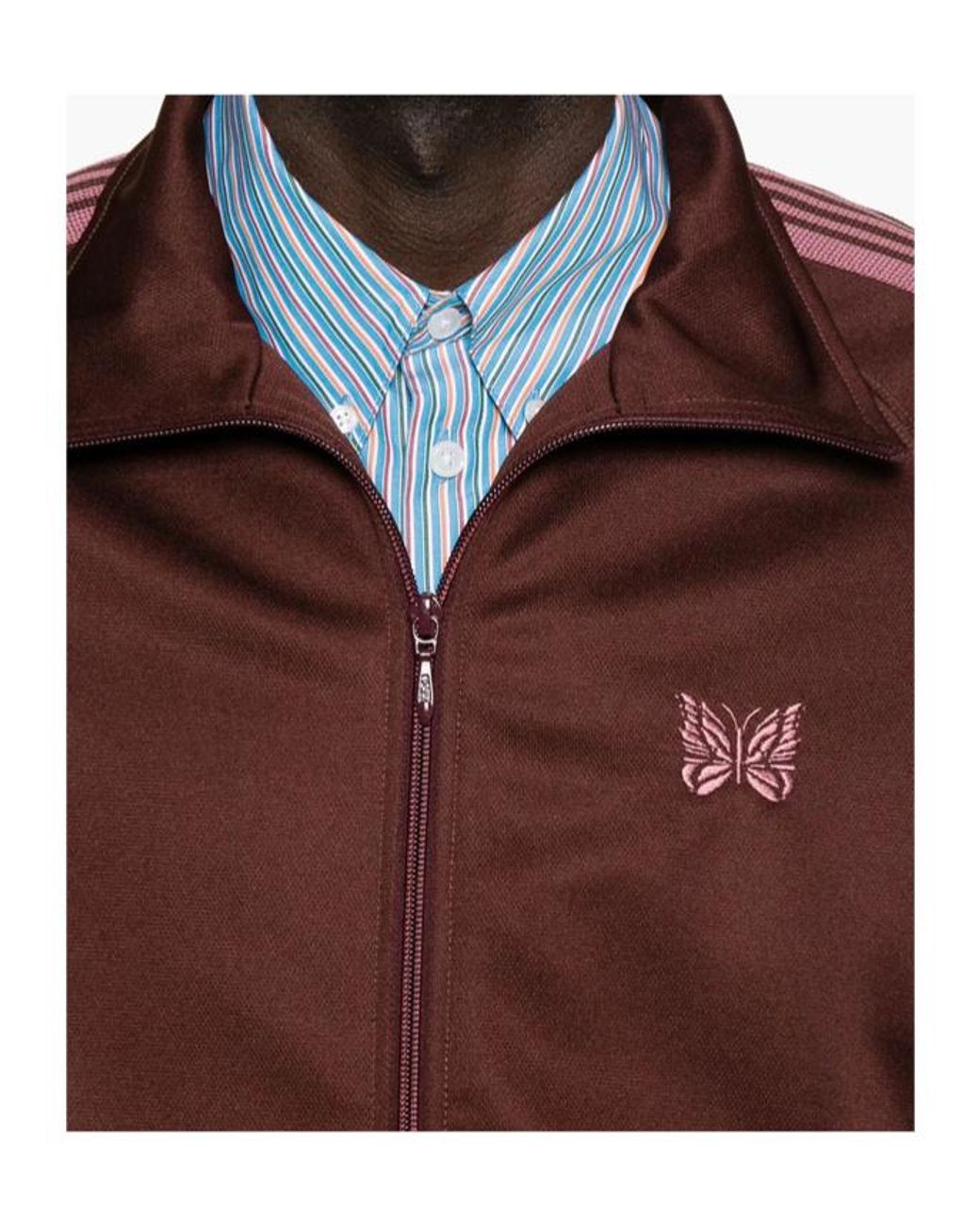Needles Red Striped Zip Jacket for men