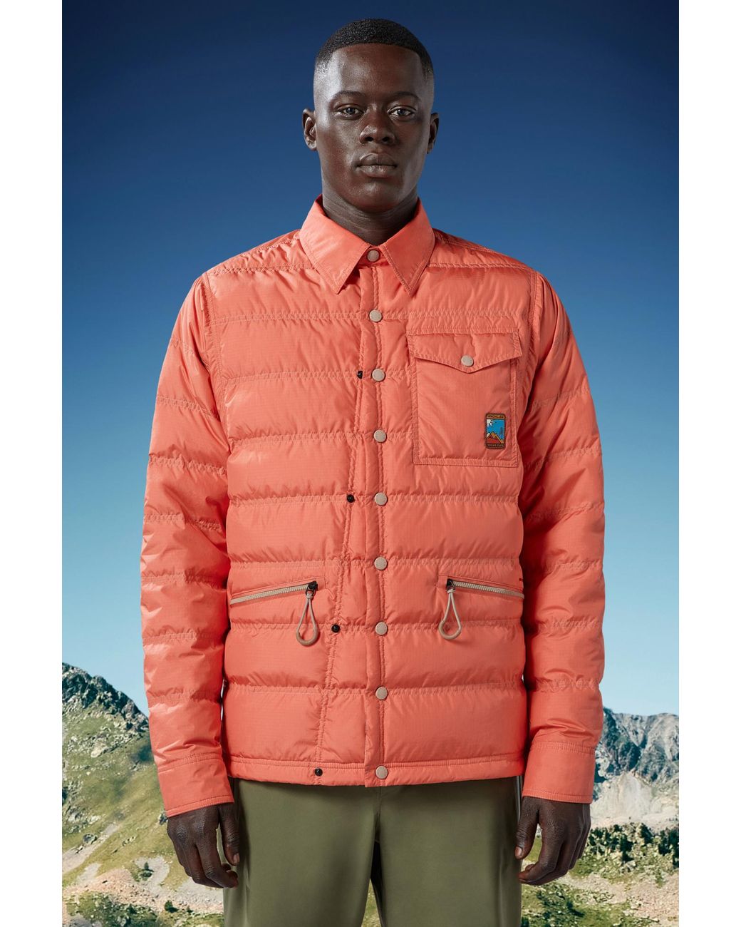Moncler Orange Grenoble Lavachey Down Shacket for men