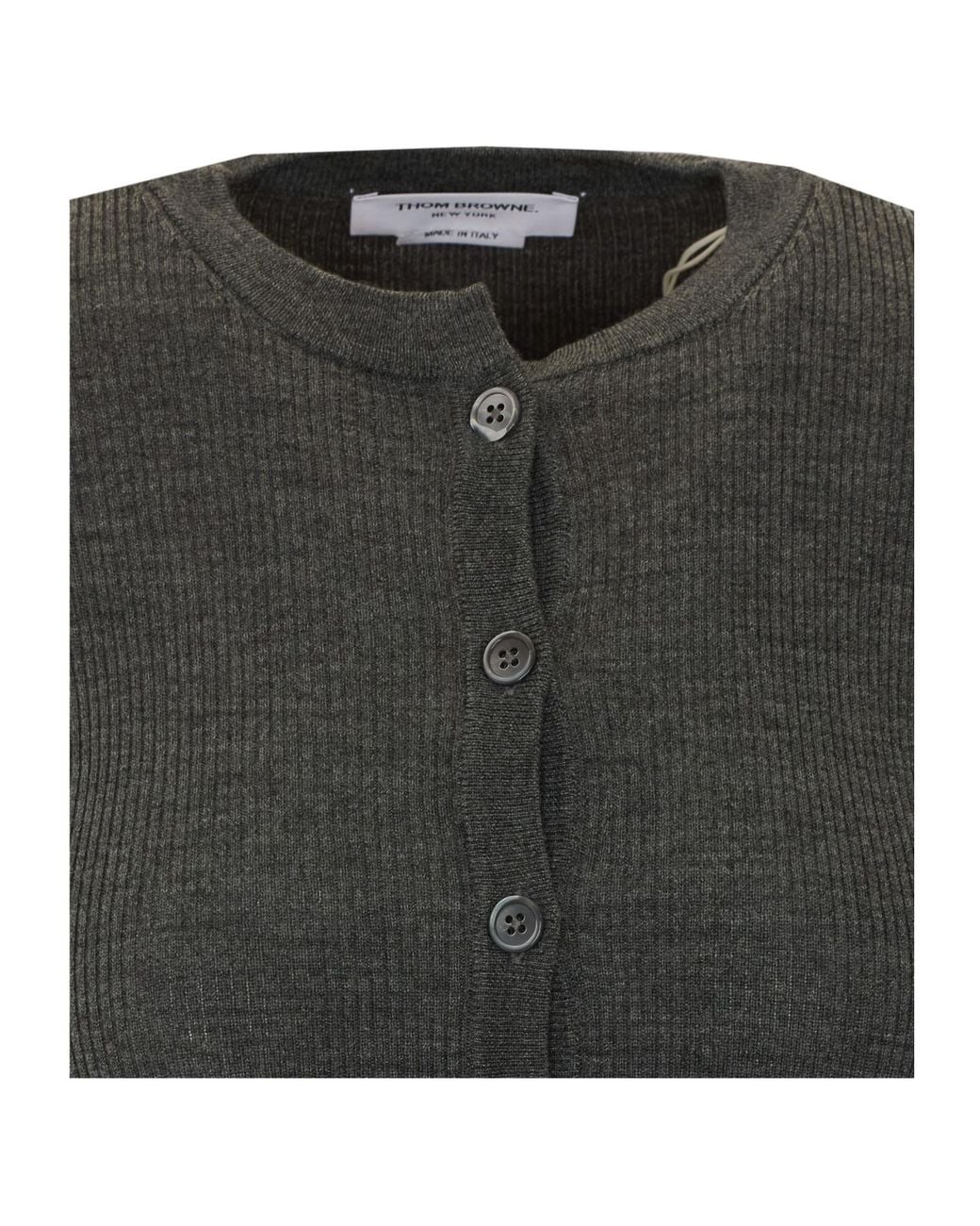 Thom Browne Black Ribbed Knit Cardigan
