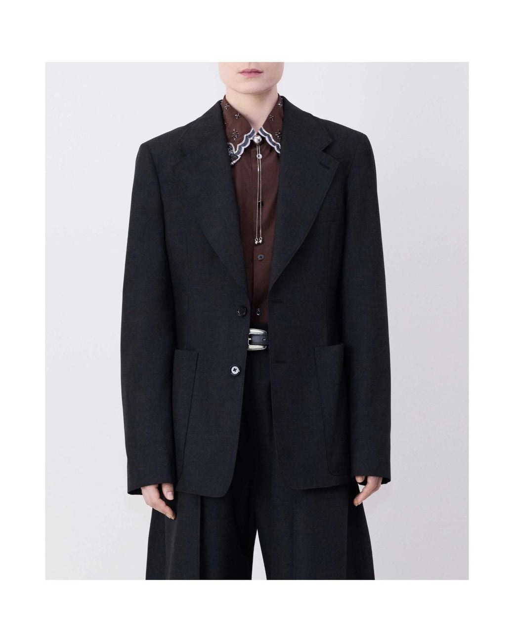 Lemaire Blue Single-Breasted Tailored Blazer