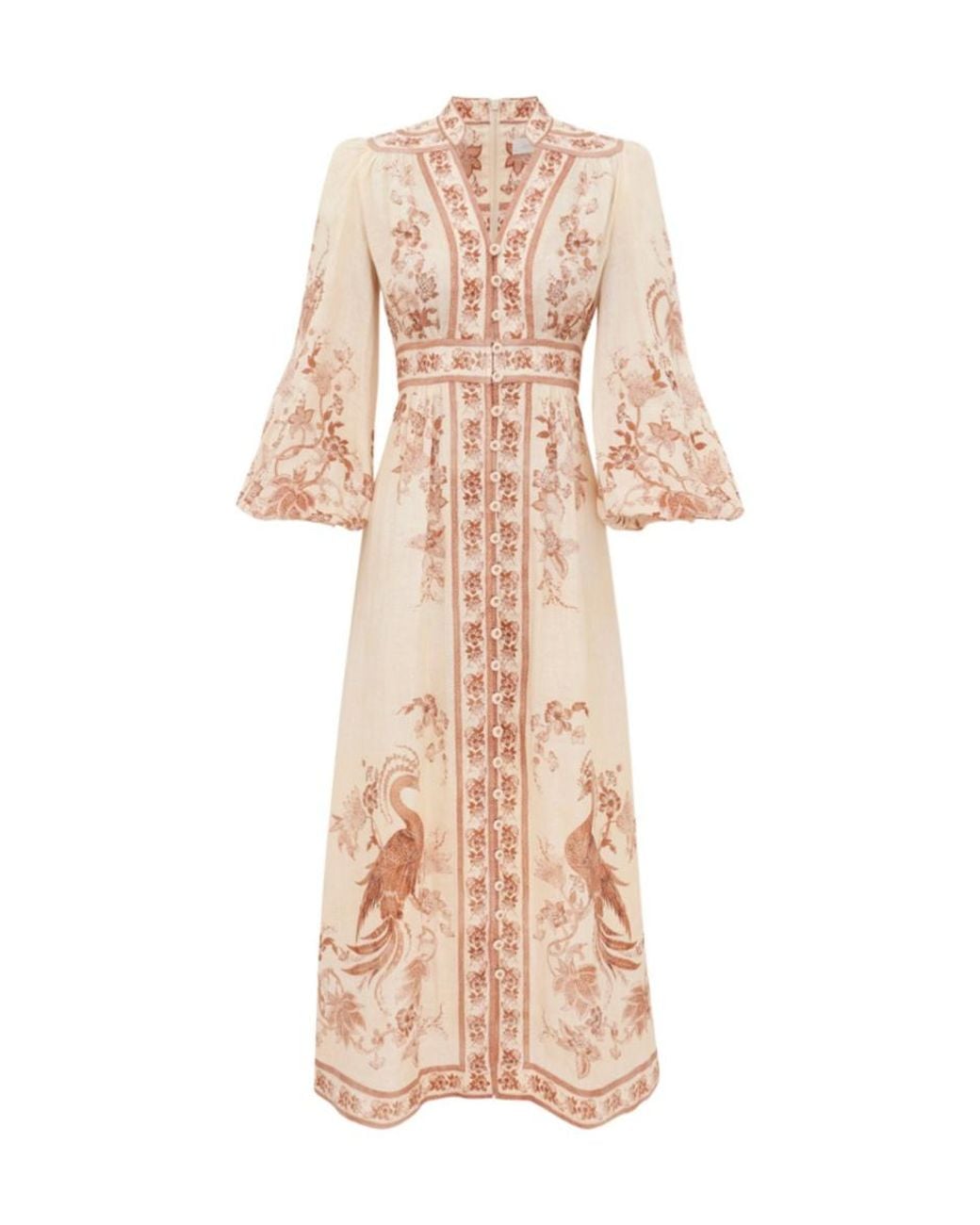 Zimmermann Pink Indra Plunge Midi Dress