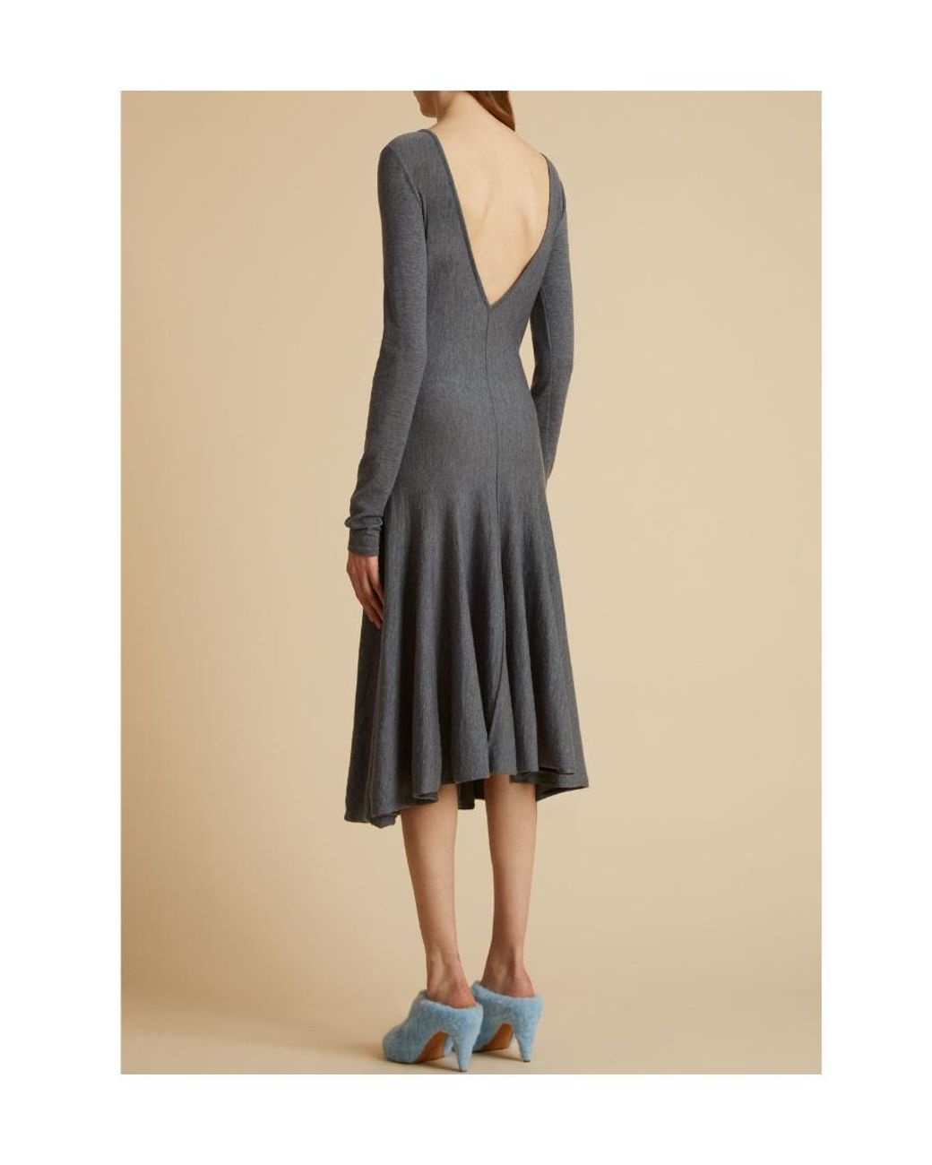 Khaite Gray The Dany Open-Back Pleated Dress