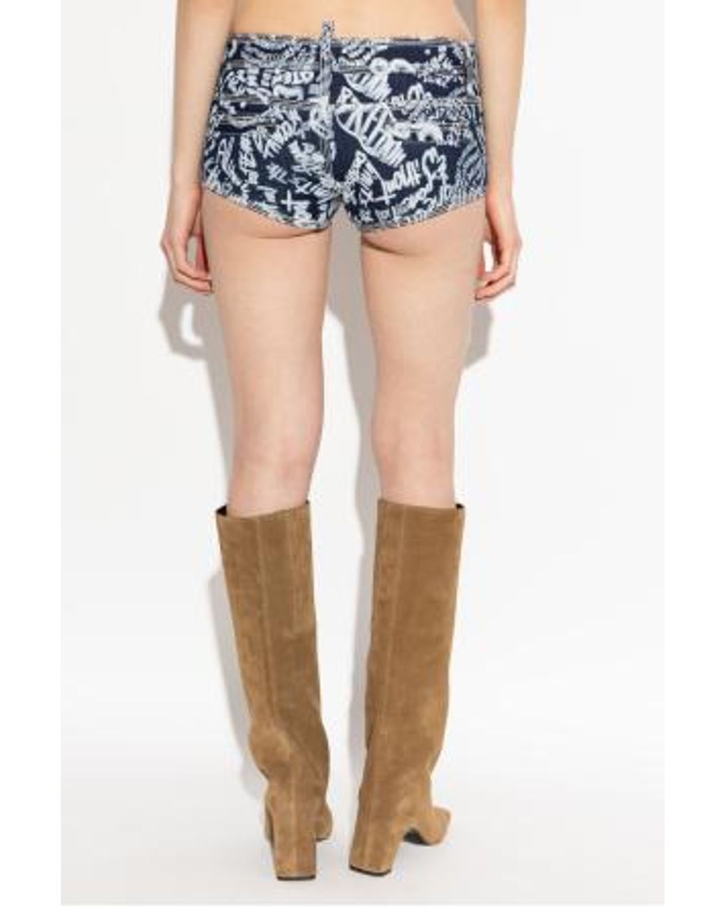 DSquared² Blue Pattern-Printed Denim Shorts