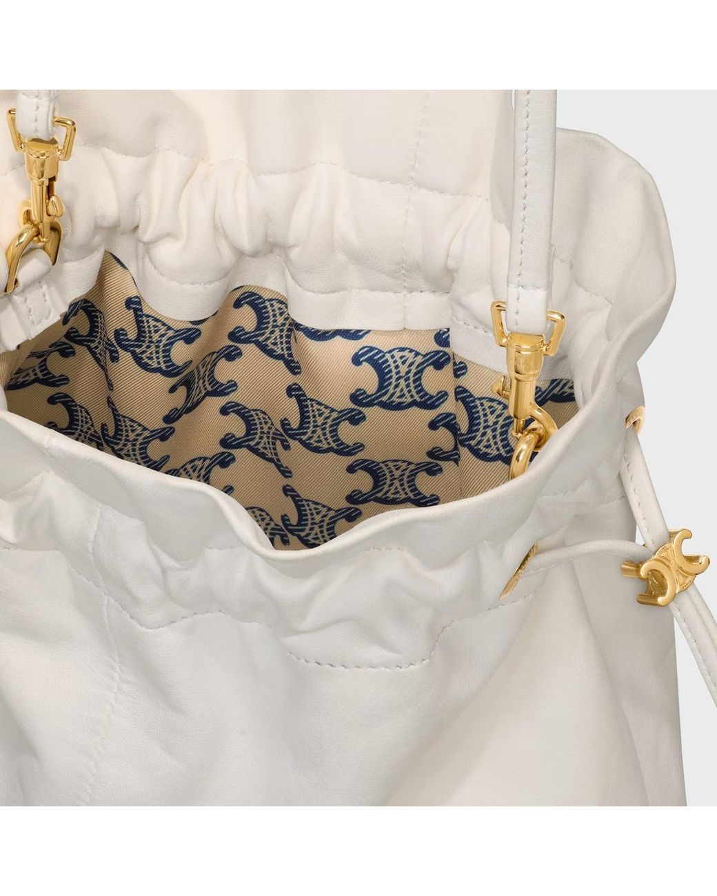 Céline White Small Crystal Pouch
