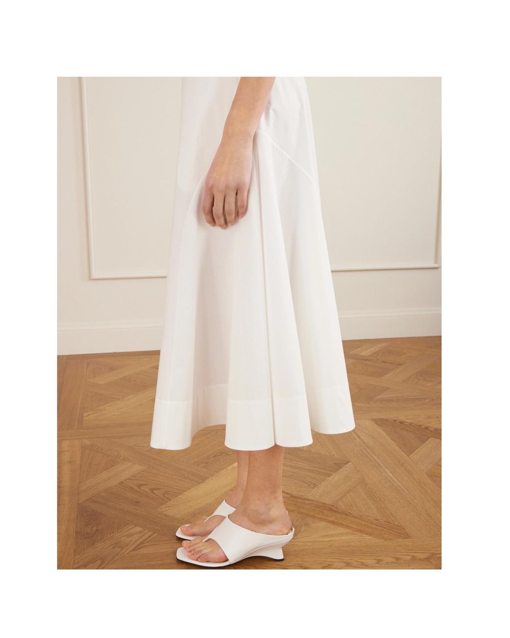 Khaite White Paneled Cotton-Poplin Midi Skirt