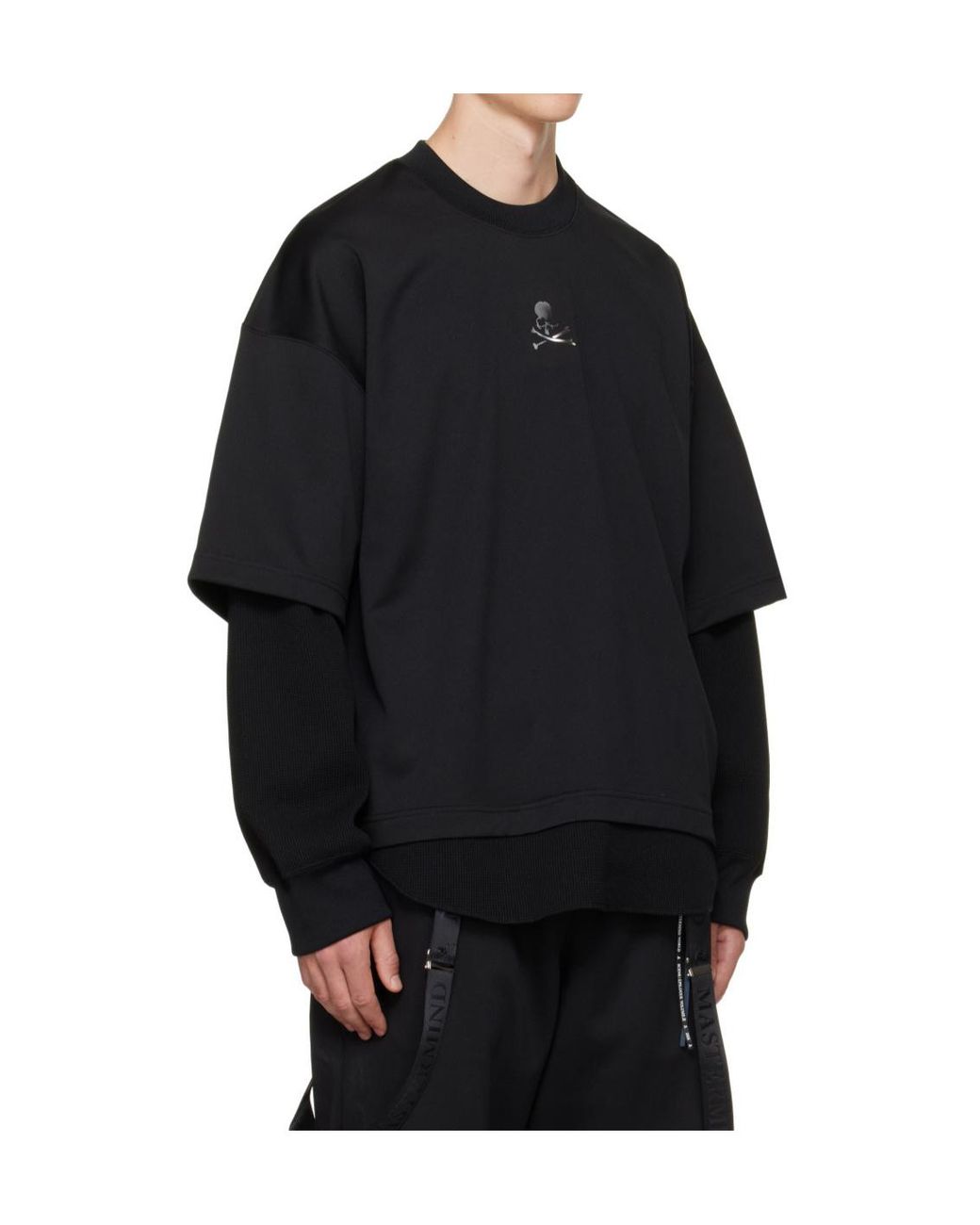 Mastermind Japan Black Layered-Look Pullover Sweatshirt for men