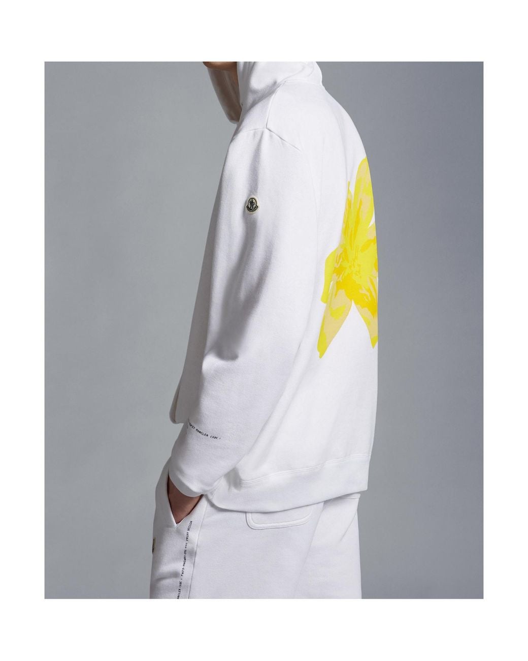 Moncler White Floral Motif Hoodie for men