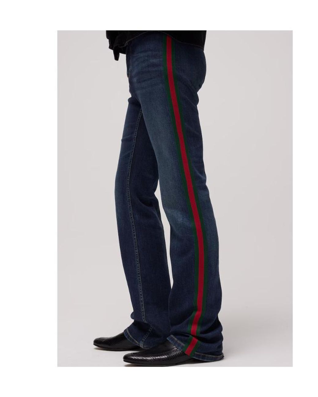 Gucci Blue Web Side-Stripe Jeans for men