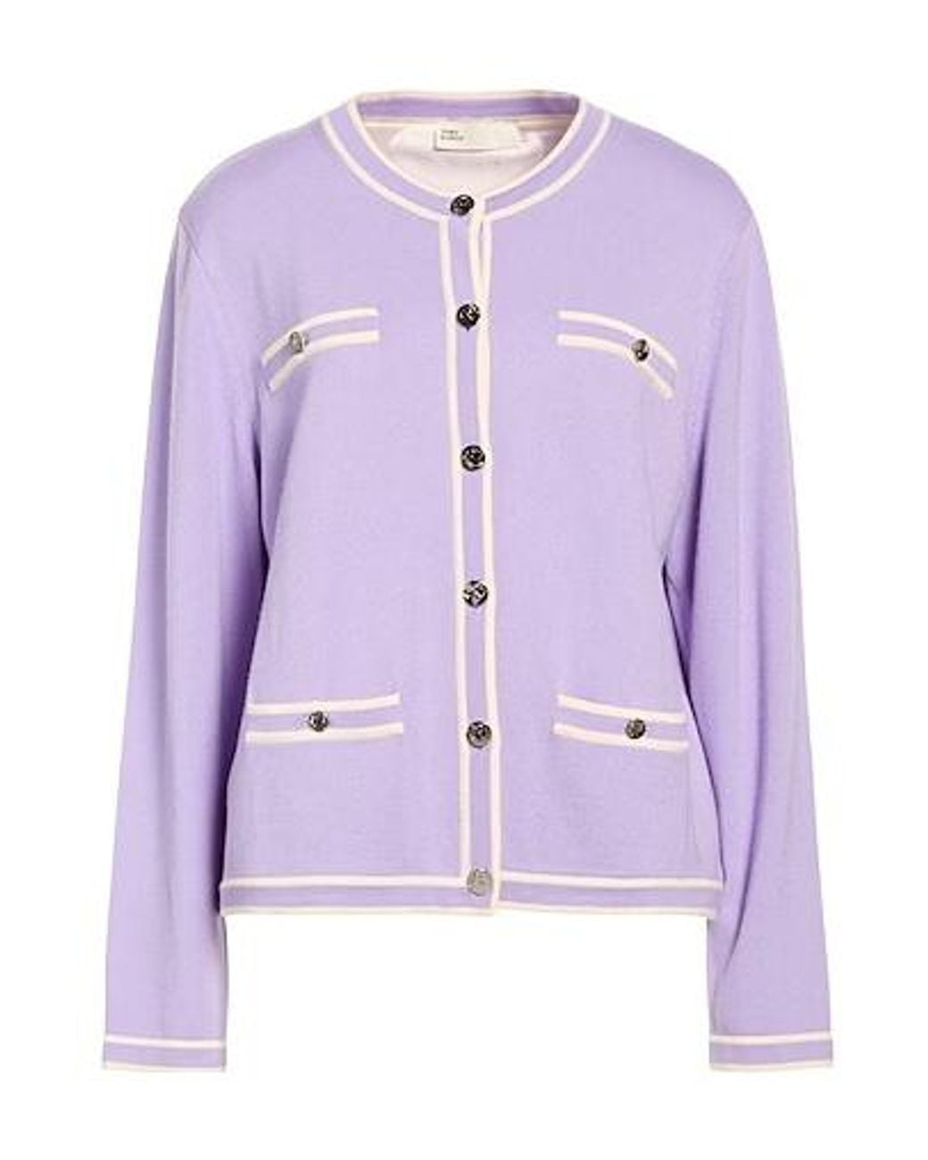 Tory Burch Purple Plain Colour Cardigans