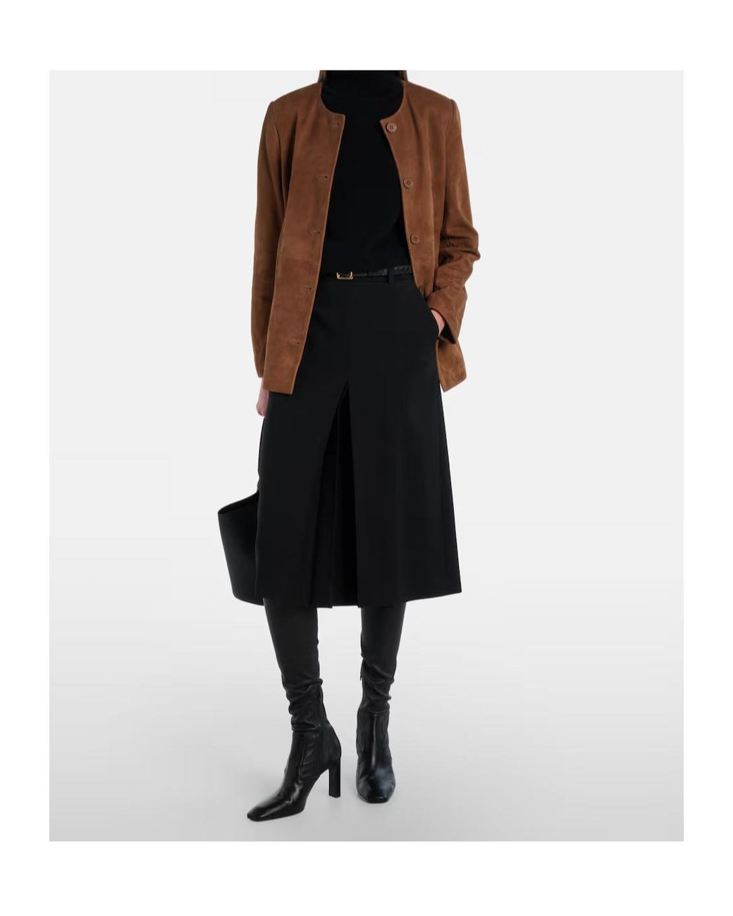 Nour Hammour Brown Long-Sleeved Leather Jacket