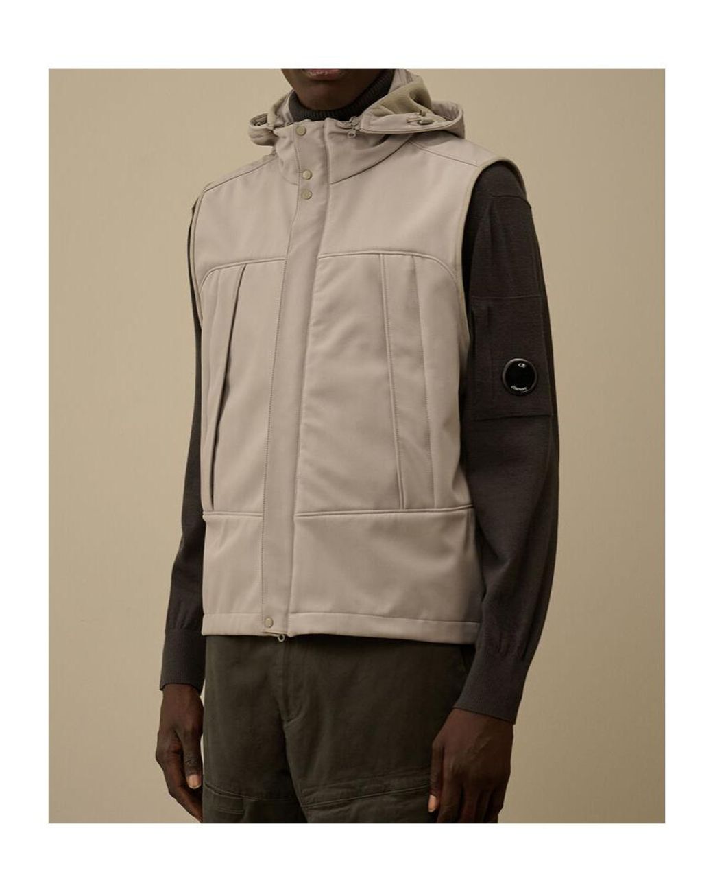 C P Company Brown Goggle Hooded Vest for men