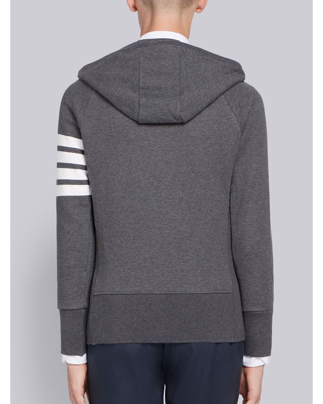 Thom Browne Gray Classic Loopback 4-Bar Zip Hoodie for men