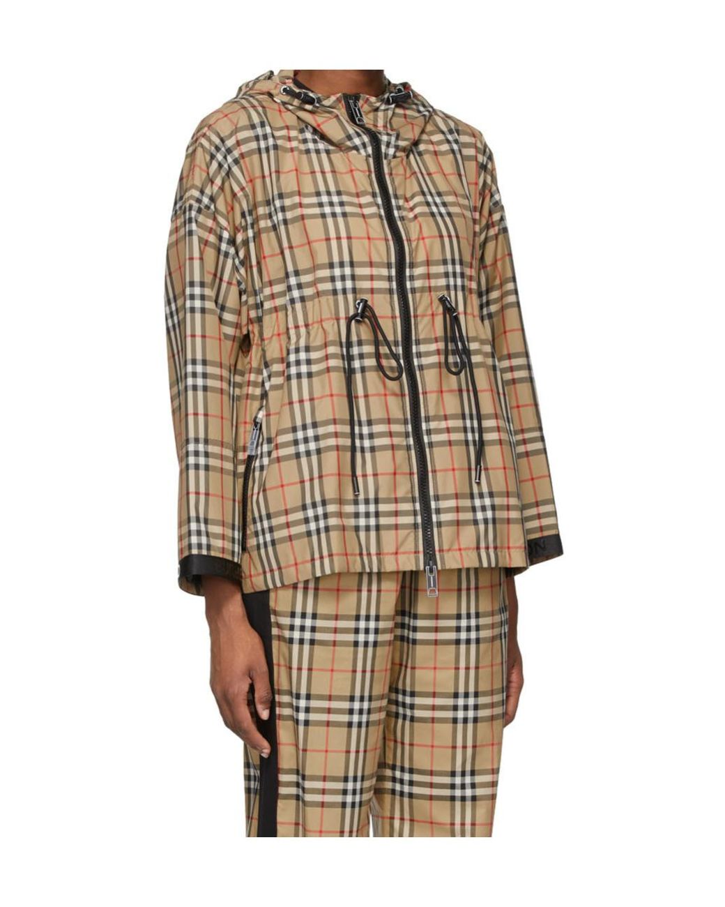 Burberry Brown Checked Drawstring Jacket
