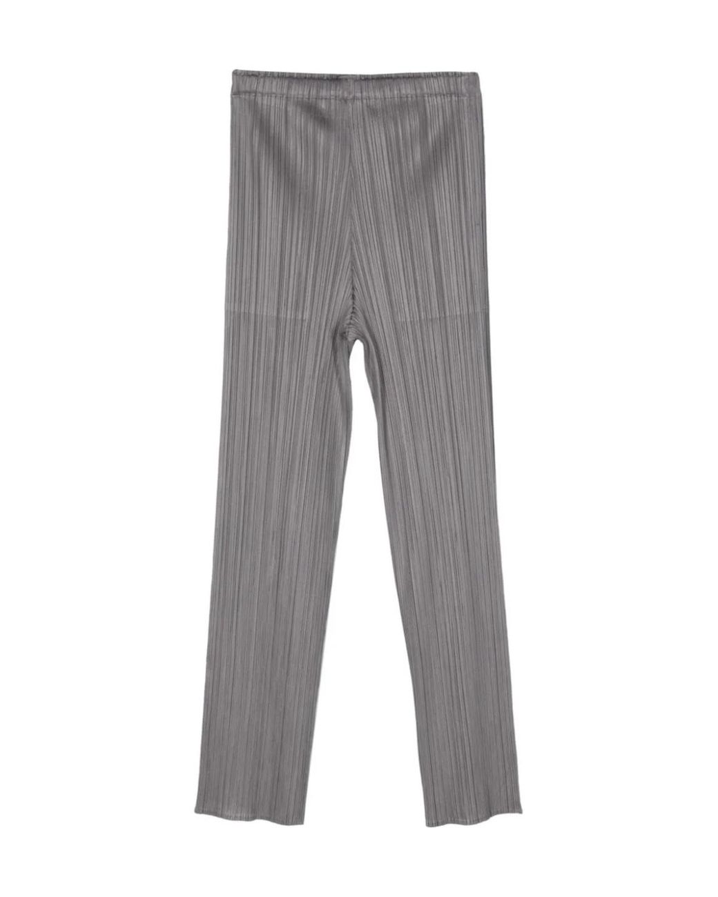 Pleats Please Issey Miyake Gray Pleated Straight-Leg Trousers