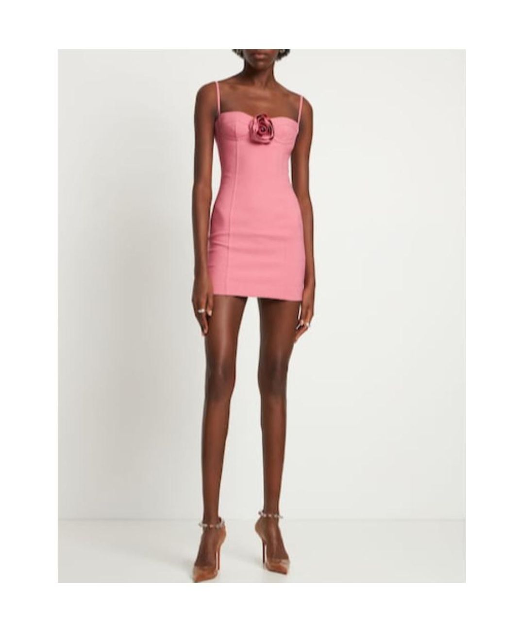 Blumarine Pink Flower Detail Crepe Mini Dress