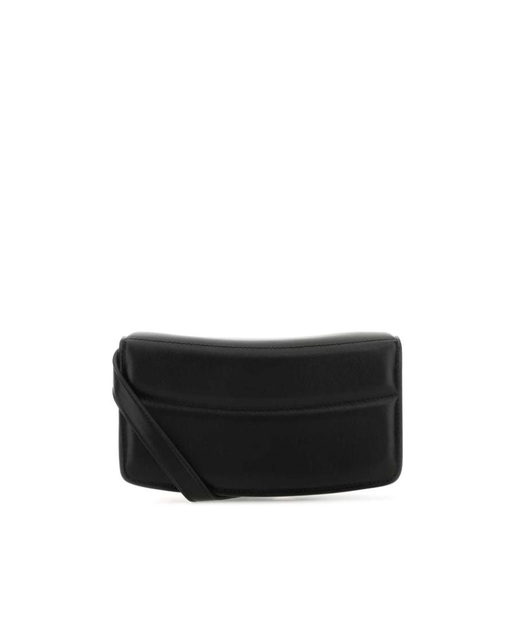 Stella McCartney Black S-Wave Logo Plaque Padded Wallet On Strap