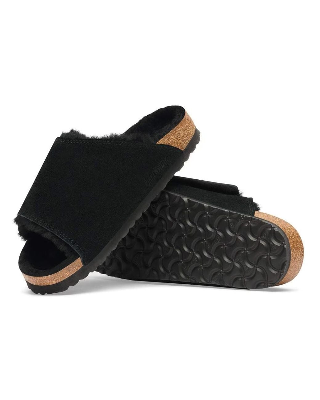 Birkenstock Black Solana Shearling Slide Sandals for men
