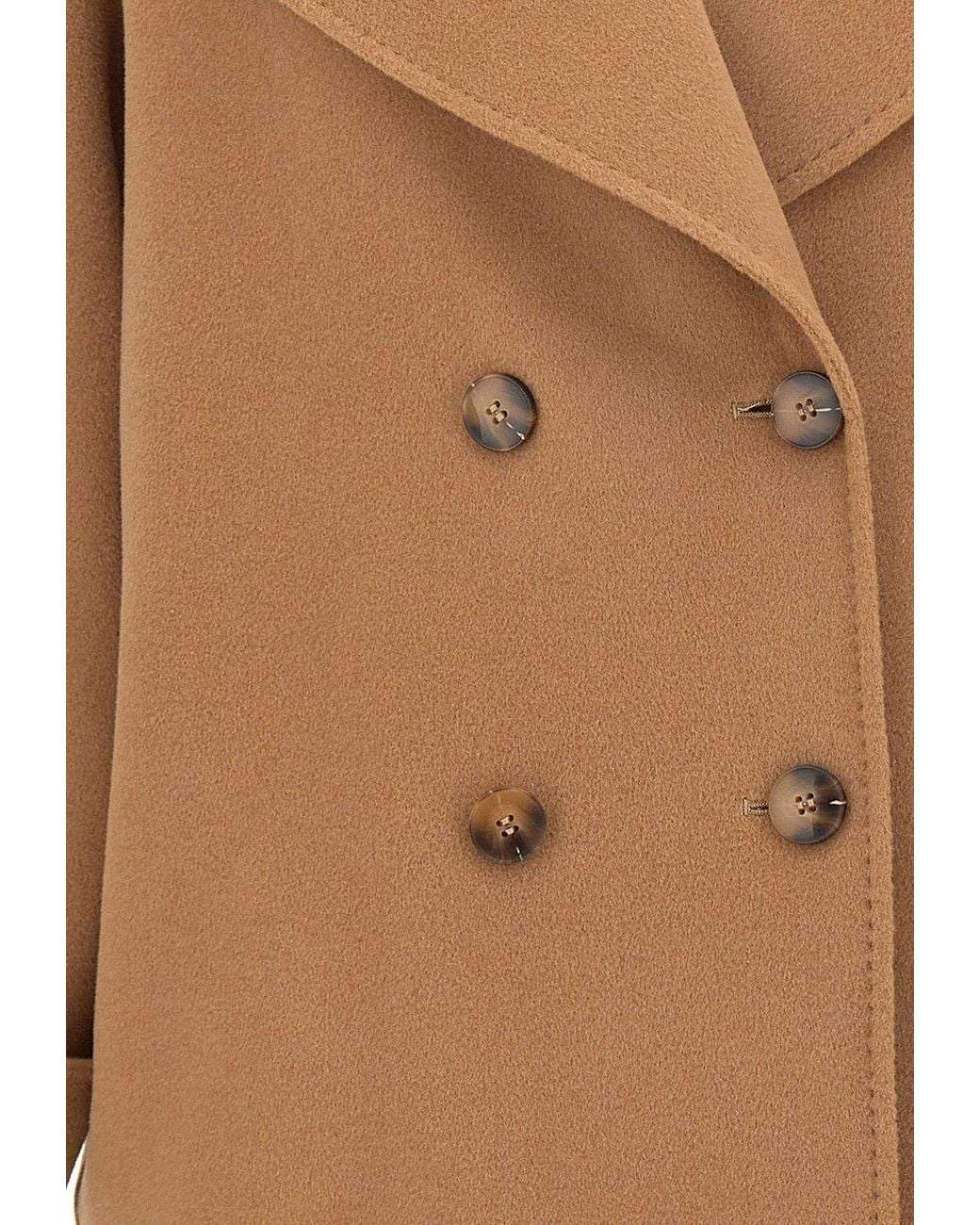 Marella Brown Deserto Cropped Double-Breasted Coat