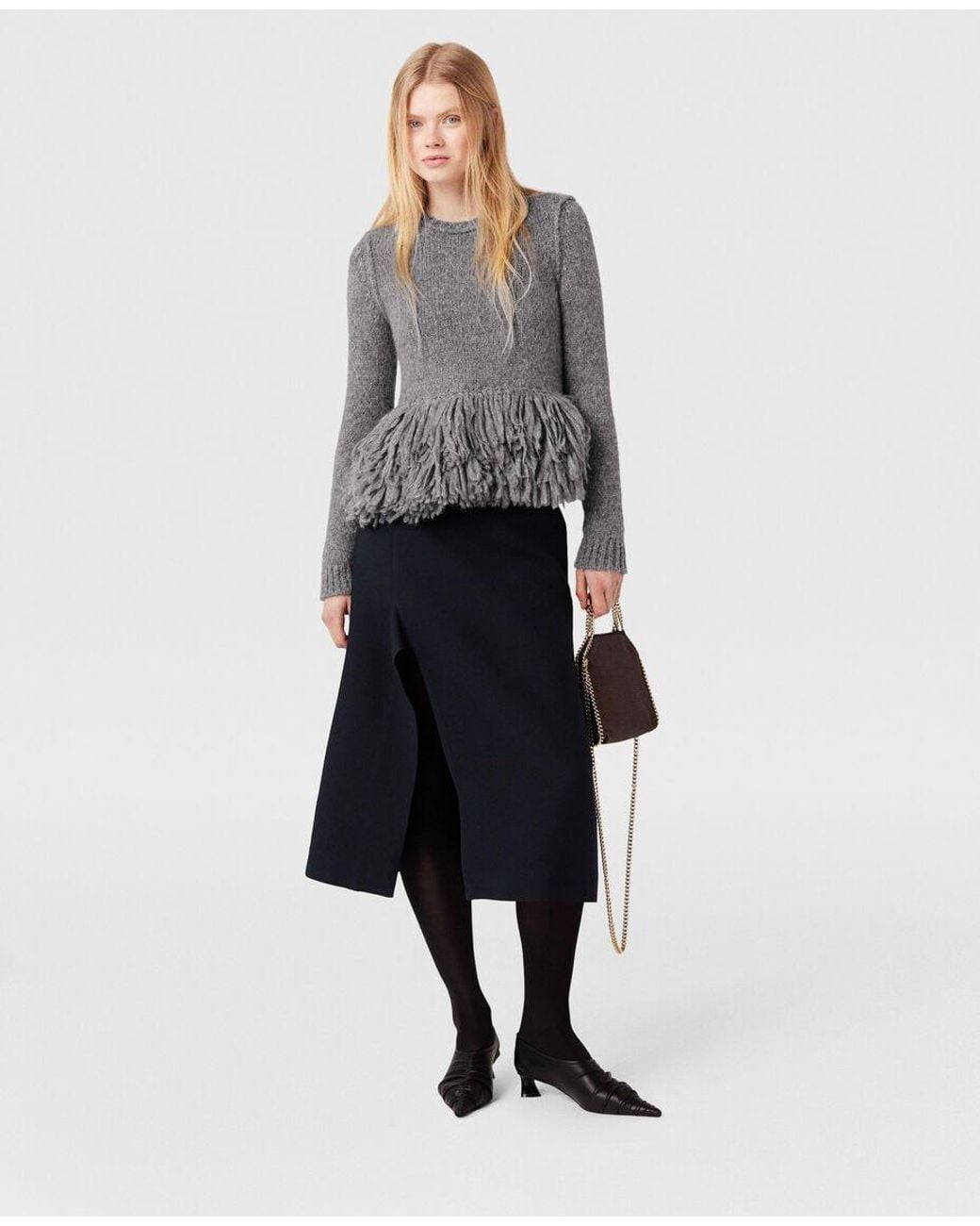 Stella McCartney Blue Flared Side-Slit Midi Skirt