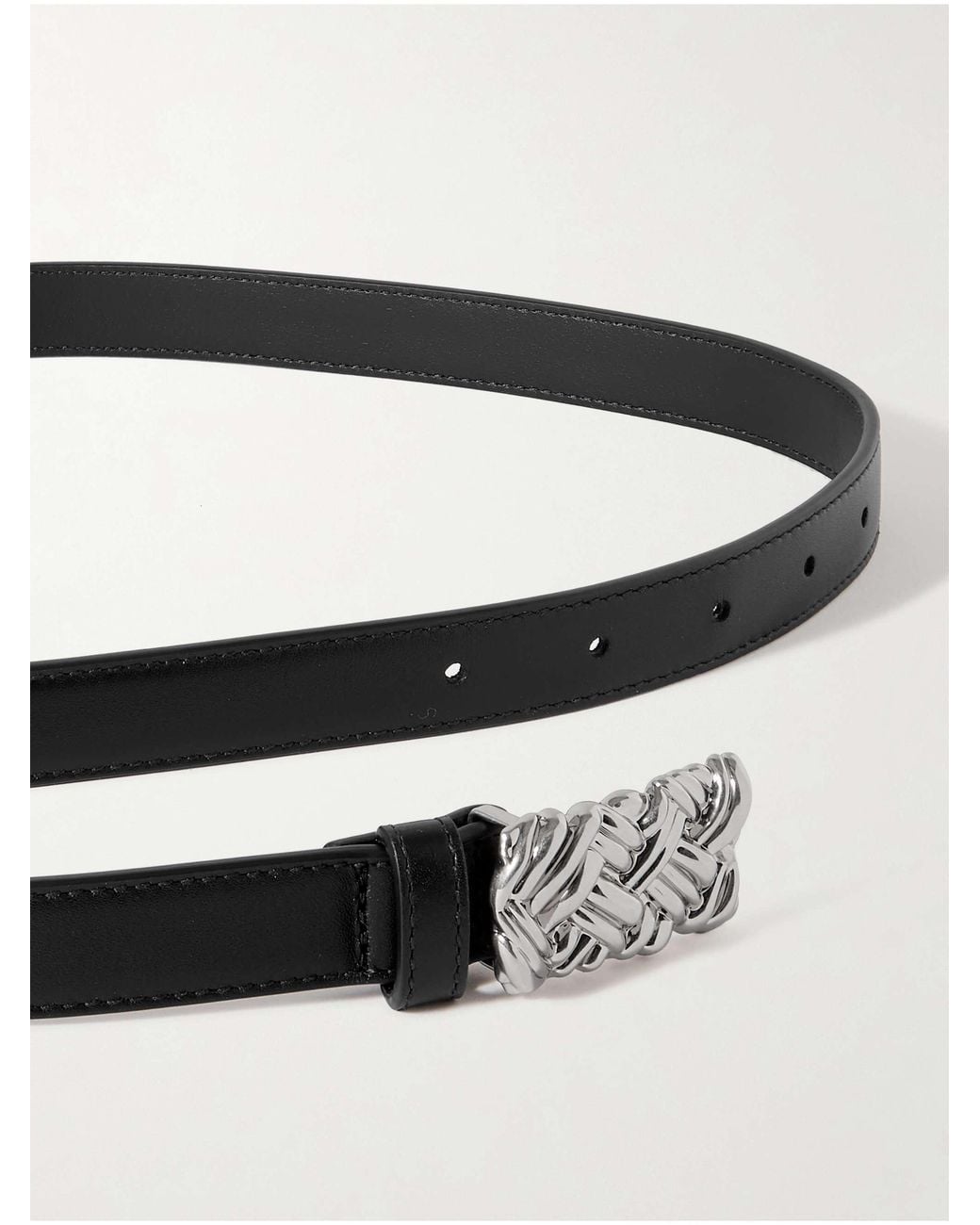 Bottega Veneta White Intreccio Belt