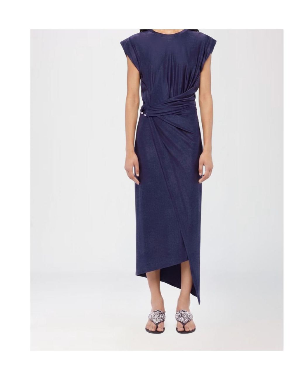 Rabanne Blue Draped Midi Dress