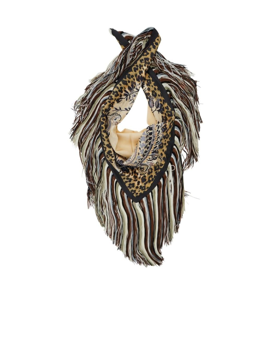 Etro White Printed Fringed Scarf