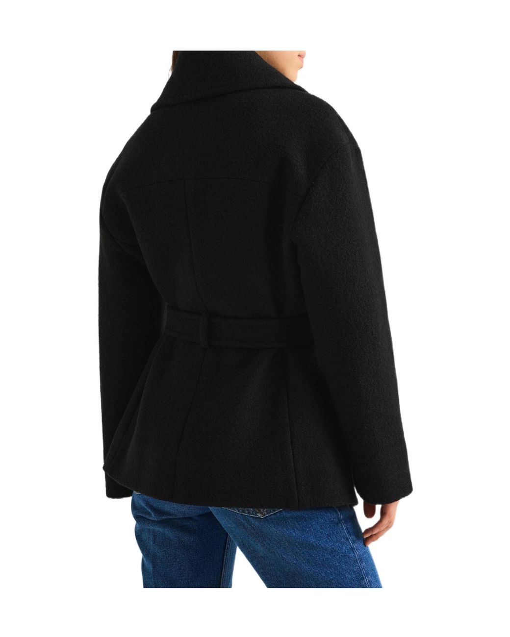 Balmain Black Short Wool Wrap Coat