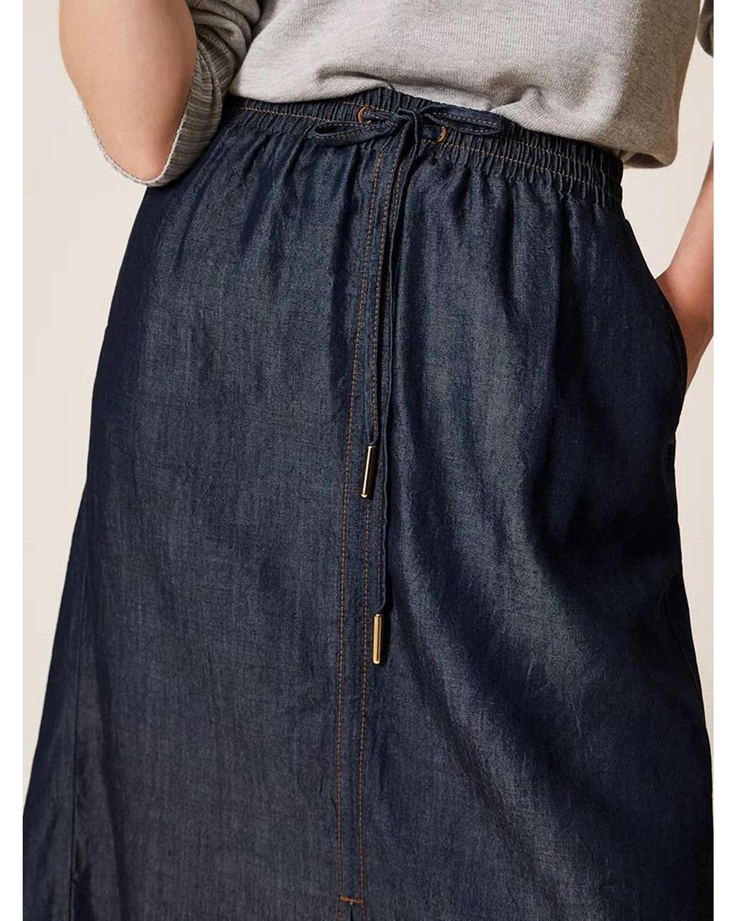 Twinset Blue Chambray Midi Skirt