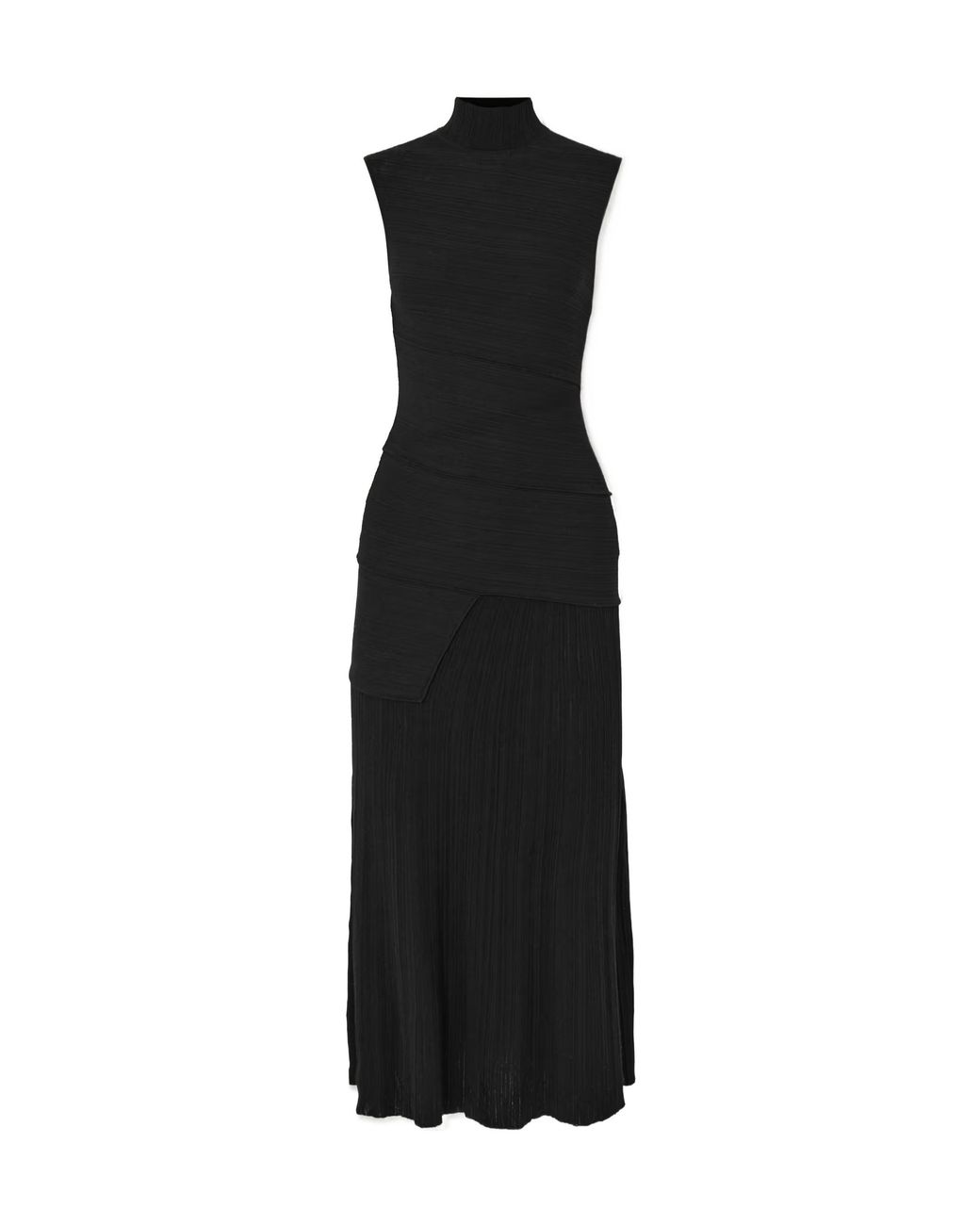 Proenza Schouler Black Federica Layered Ribbed-Knit Midi Dress