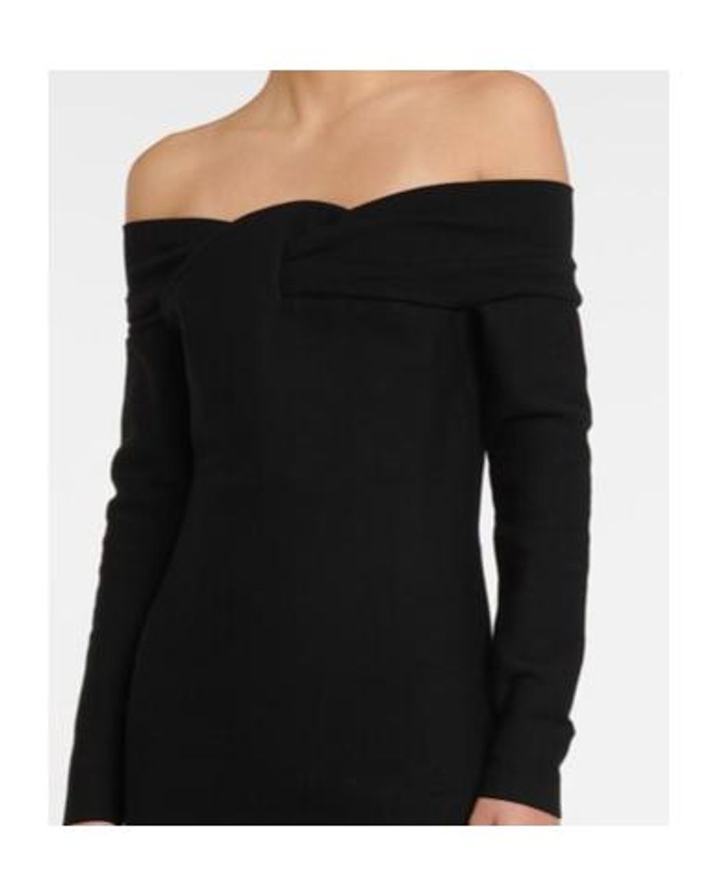Safiyaa Black Belle Off-Shoulder Knit Midi Dress