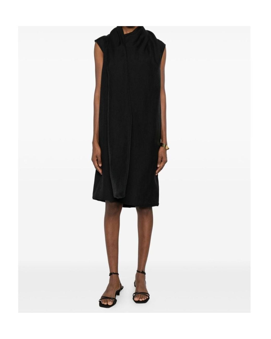 Totême Black Scarf Midi Dress