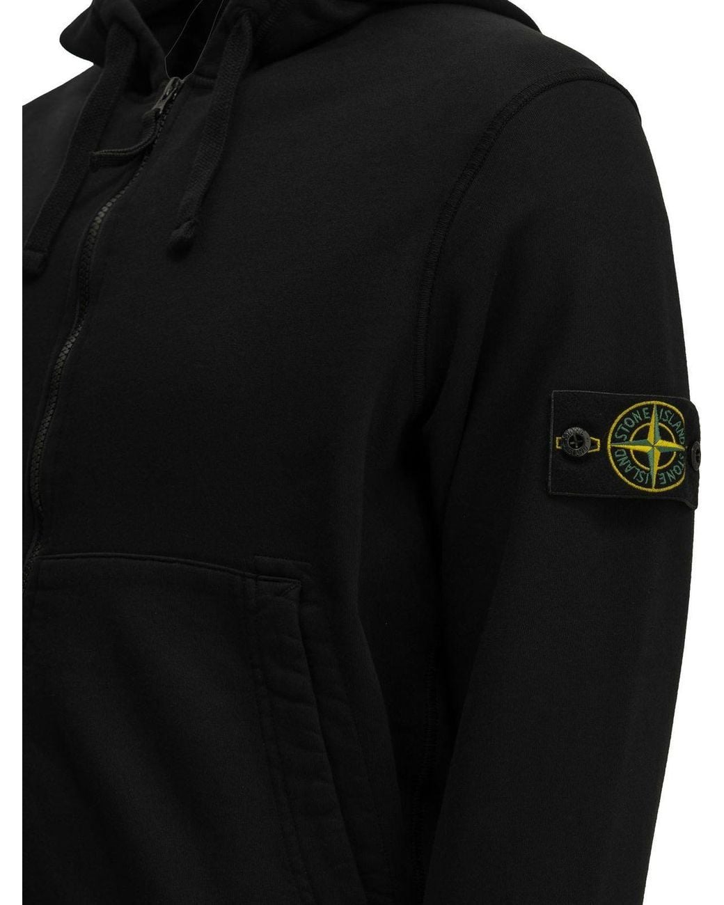 Stone Island Black Logo Zip Up Sweatshirt for men