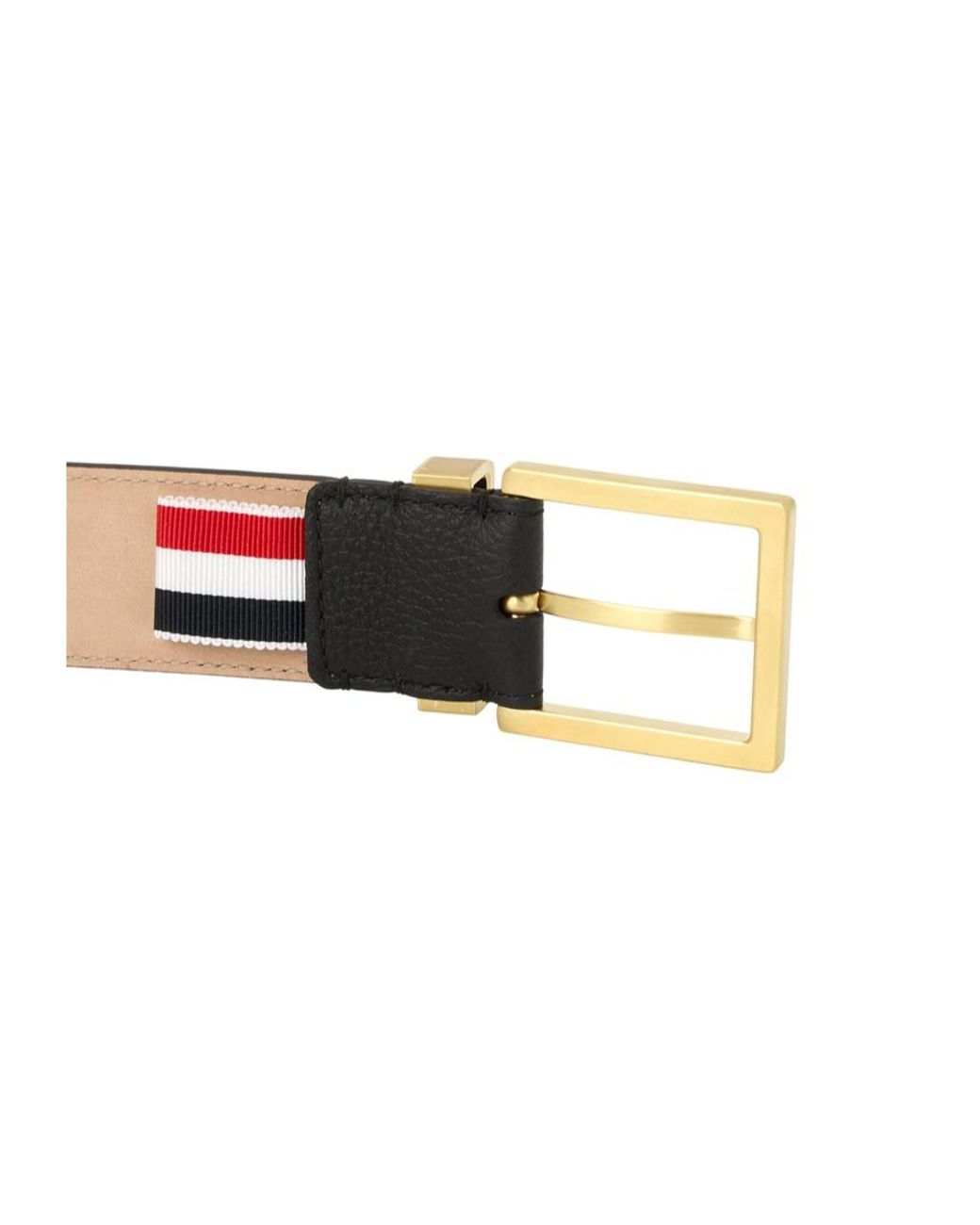 Thom Browne White Pebble-Grain Metal-Loop Belt for men