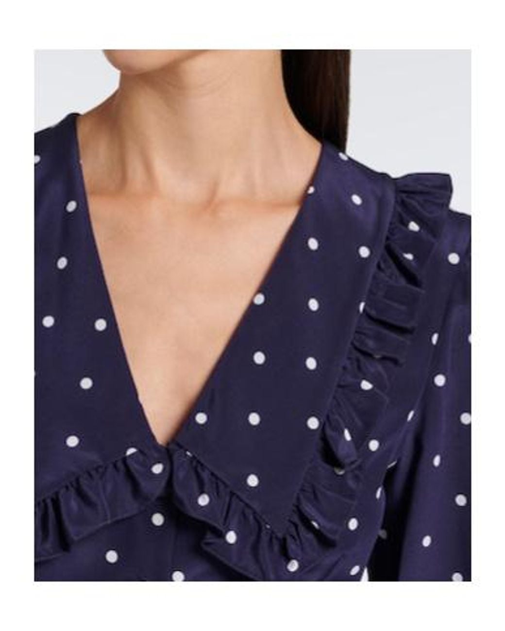 Alessandra Rich Blue Belted Polka-Dot Silk Midi Dress