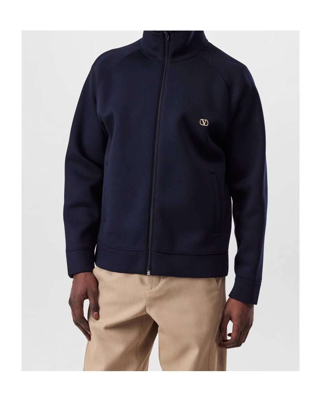 Valentino Blue Zippered Long Sleeve Casual Jacket for men