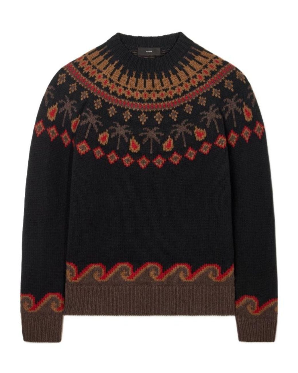 Alanui Black Sweet Winter Fair Isle Knitted Sweater for men