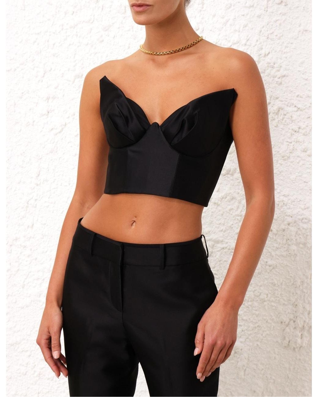 Zimmermann Black Matchmaker Moulded-Cup Crop Top