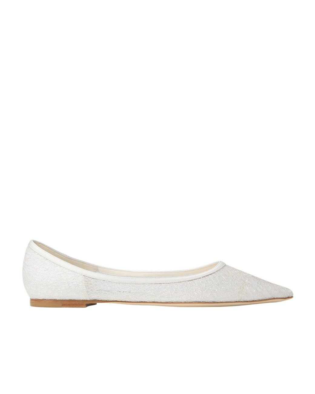 Jimmy Choo White Candyfloss Glitter Flats