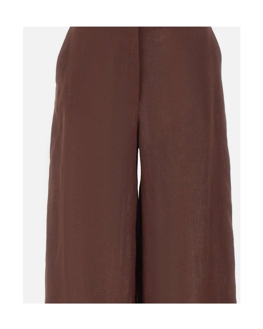 Marella Brown Embroidered Wide-Leg Pants