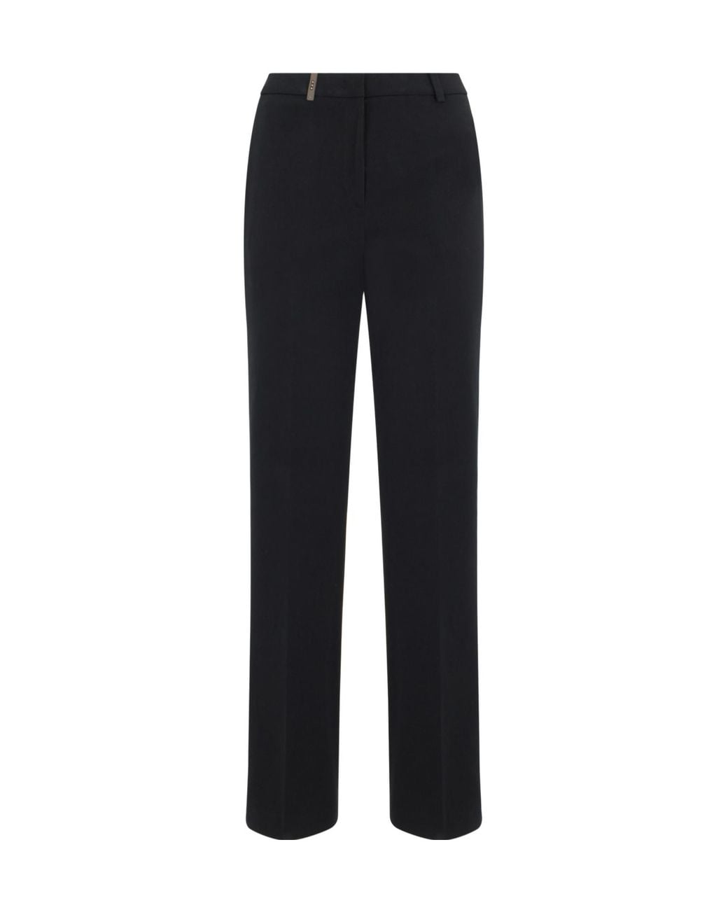 Peserico Black High Waist Straight-Leg Pants